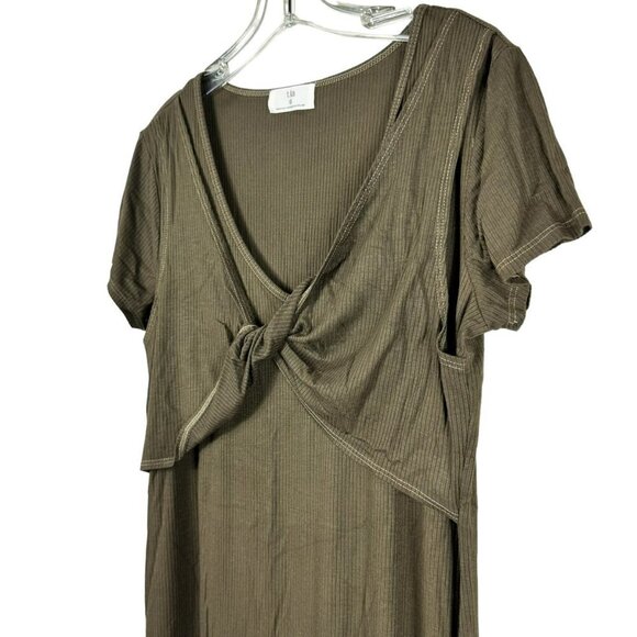 Anthropologie T.La Green Knit Twist Front Midi Hunter Green Dress Size S - Picture 5 of 13